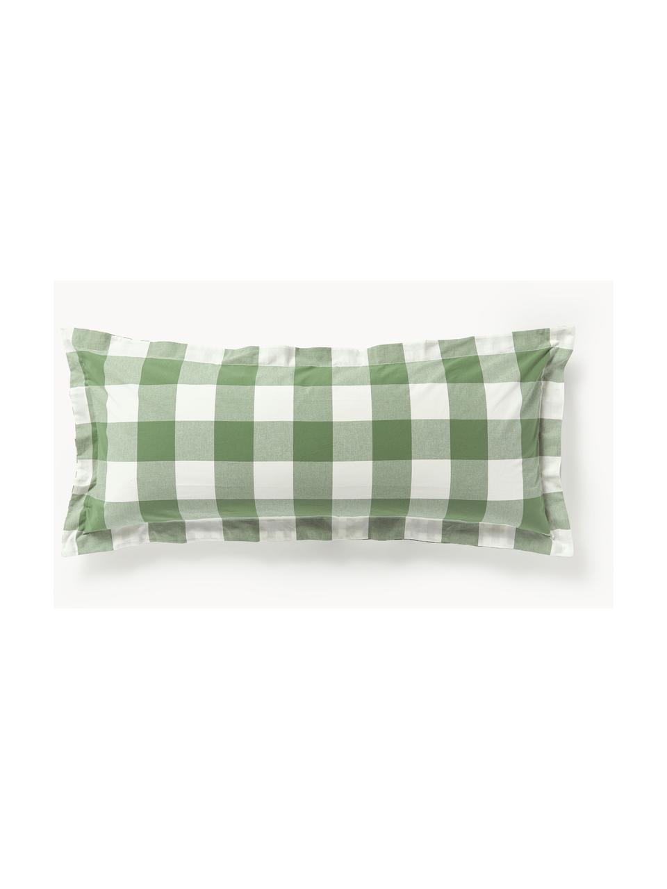 Funda de almohada de algodón Nels, Tonos verdes, blanco, An 45 x Al 110 cm
