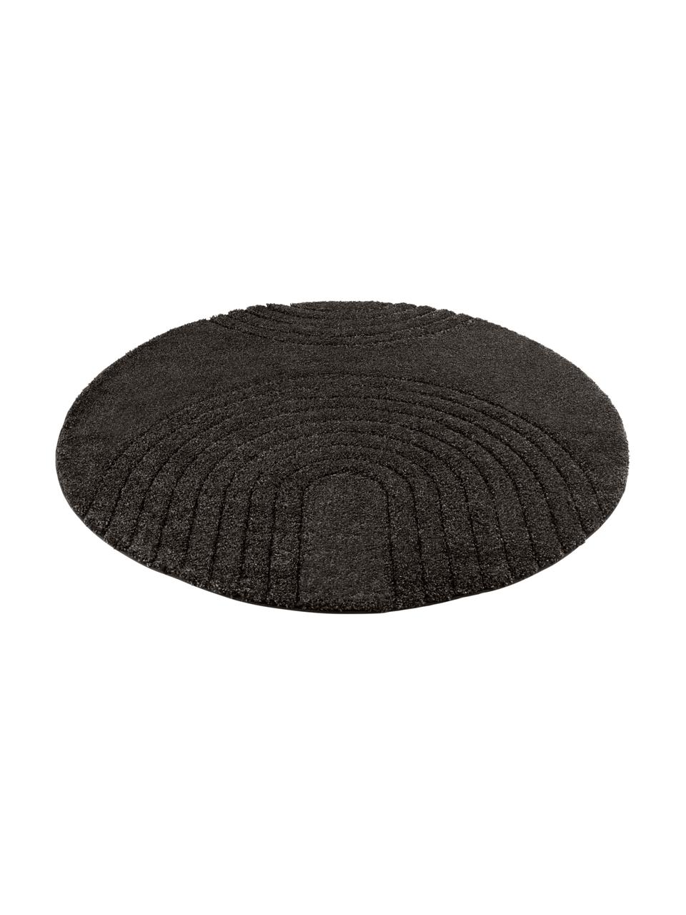 Alfombra redonda de pelo largo Norwalk, 100% polipropileno, Gris antracita, Ø 160 (Tamaño L)