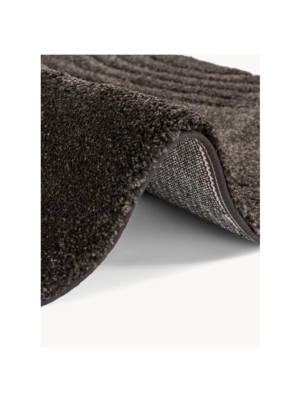 Tapis rond à poils longs texturé Norwalk, 100 % polypropylène, Noir, Ø 160 (taille L)