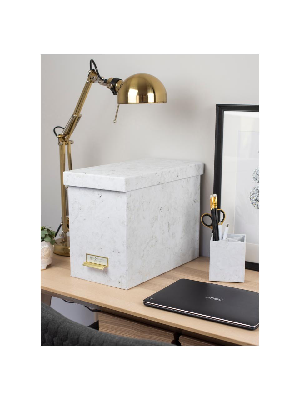Hängeregister-Box Johan mit acht Hängemappen, Organizer: Fester, laminierter Karto, Weiß, marmoriert, B 19 x H 27 cm