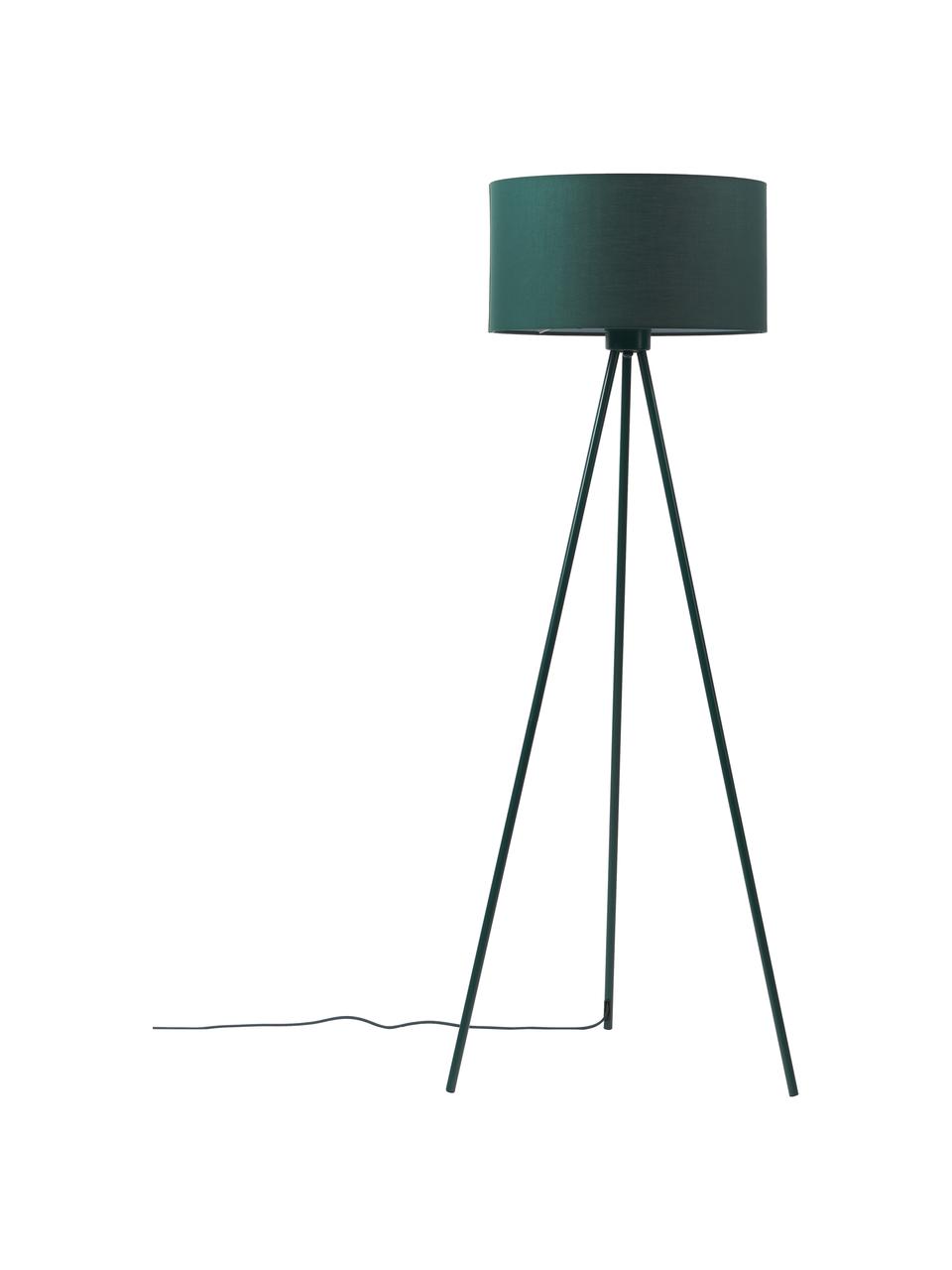 Stativová stojací lampa s látkovým stínidlem Cella, Zelená, Ø 45 cm, V 147 cm