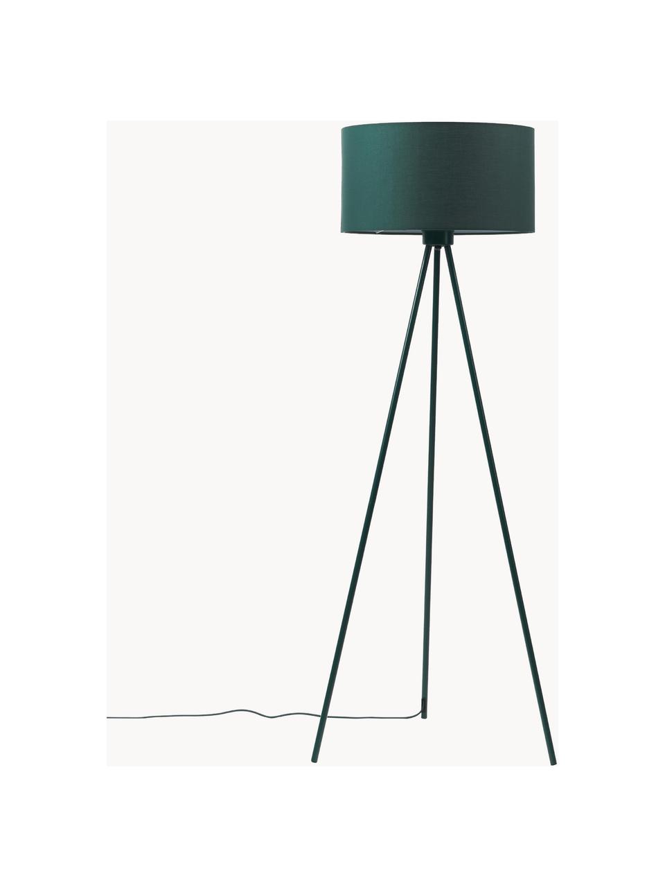 Lampa podłogowa trójnóg z kloszem z tkaniny Cella, Zielony, Ø 48 x W 158 cm