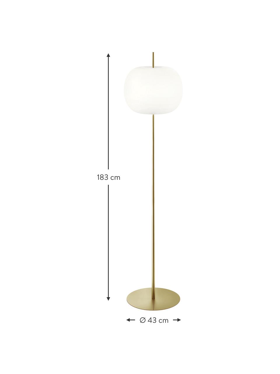 Lampa podłogowa ze szkła dmuchanego z funkcją przyciemniania Kushi, Stelaż: metal powlekany, Odcienie złotego, W 183 cm