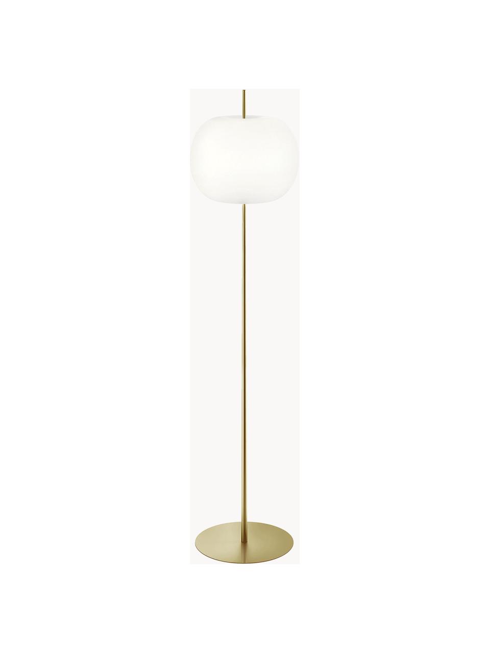 Lampa podłogowa ze szkła dmuchanego z funkcją przyciemniania Kushi, Stelaż: metal powlekany, Odcienie złotego, W 183 cm