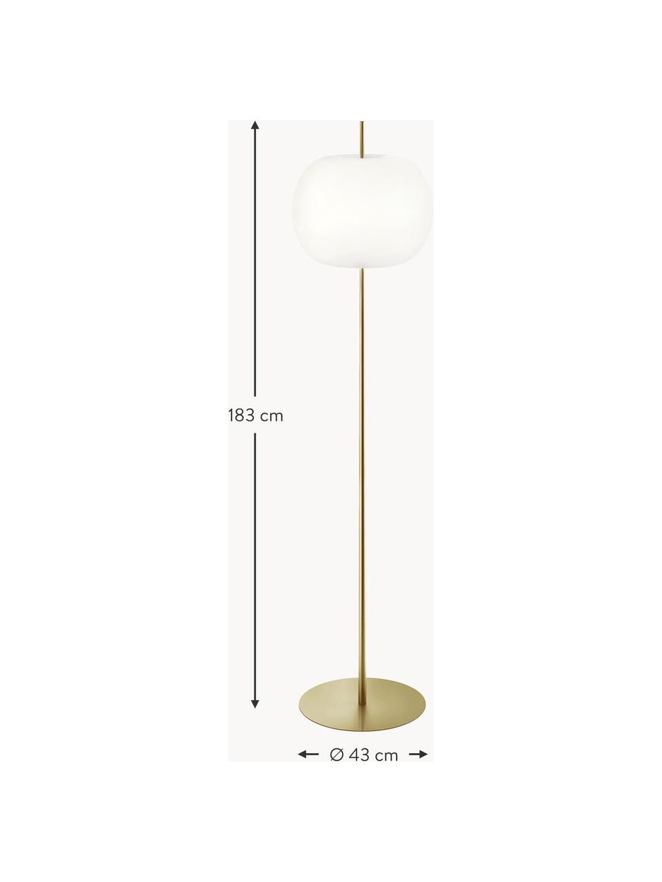 Stmievateľná stojacia lampa Kushi, Odtiene zlatej, V 183 cm