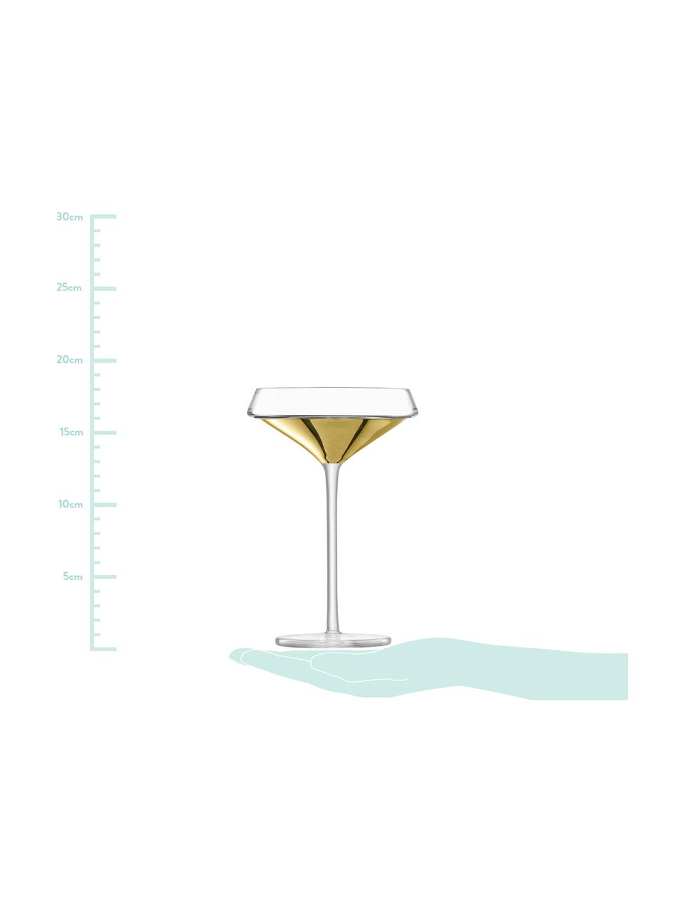 Mondgeblazen champagneglazen Space met gouden detail, 2-delig, Glas, Transparant, goudkleurig, Ø 12 x H 18 cm