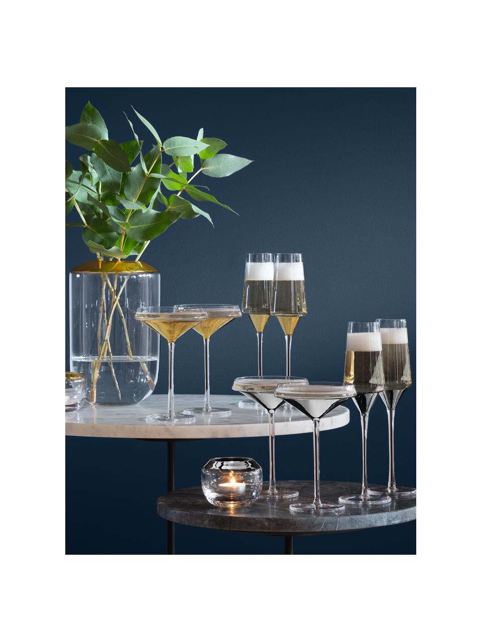 Copas pompadour de champán de vidrio soplado Space, 2 uds., Vidrio, Transparente, dorado, Ø 12 x Al 18 cm
