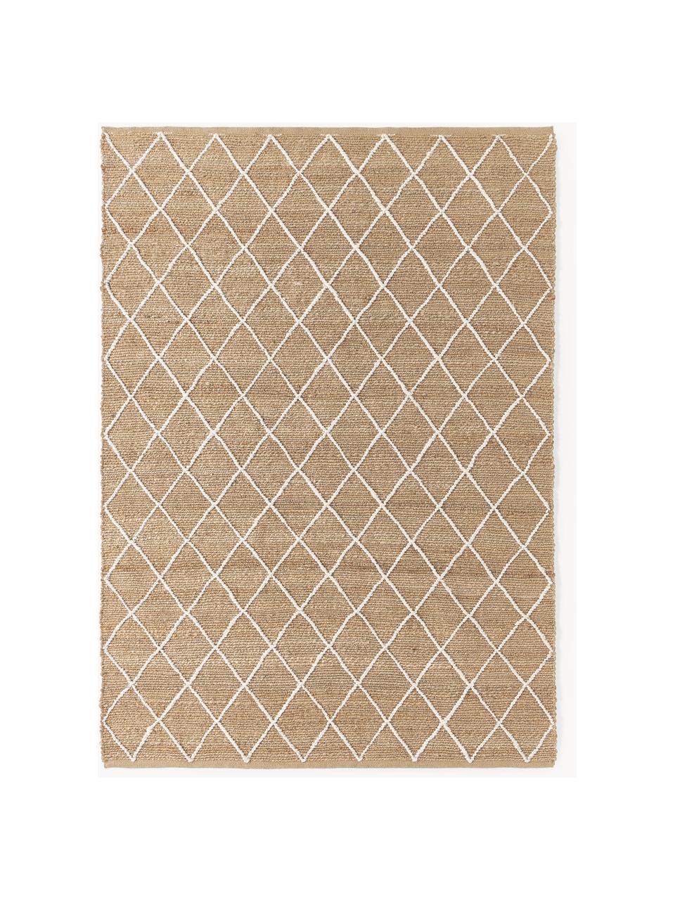 Handgefertigter Jute-Teppich Kunu, 100 % Jute, Braun, Weiss, B 80 x L 150 cm (Grösse XS)