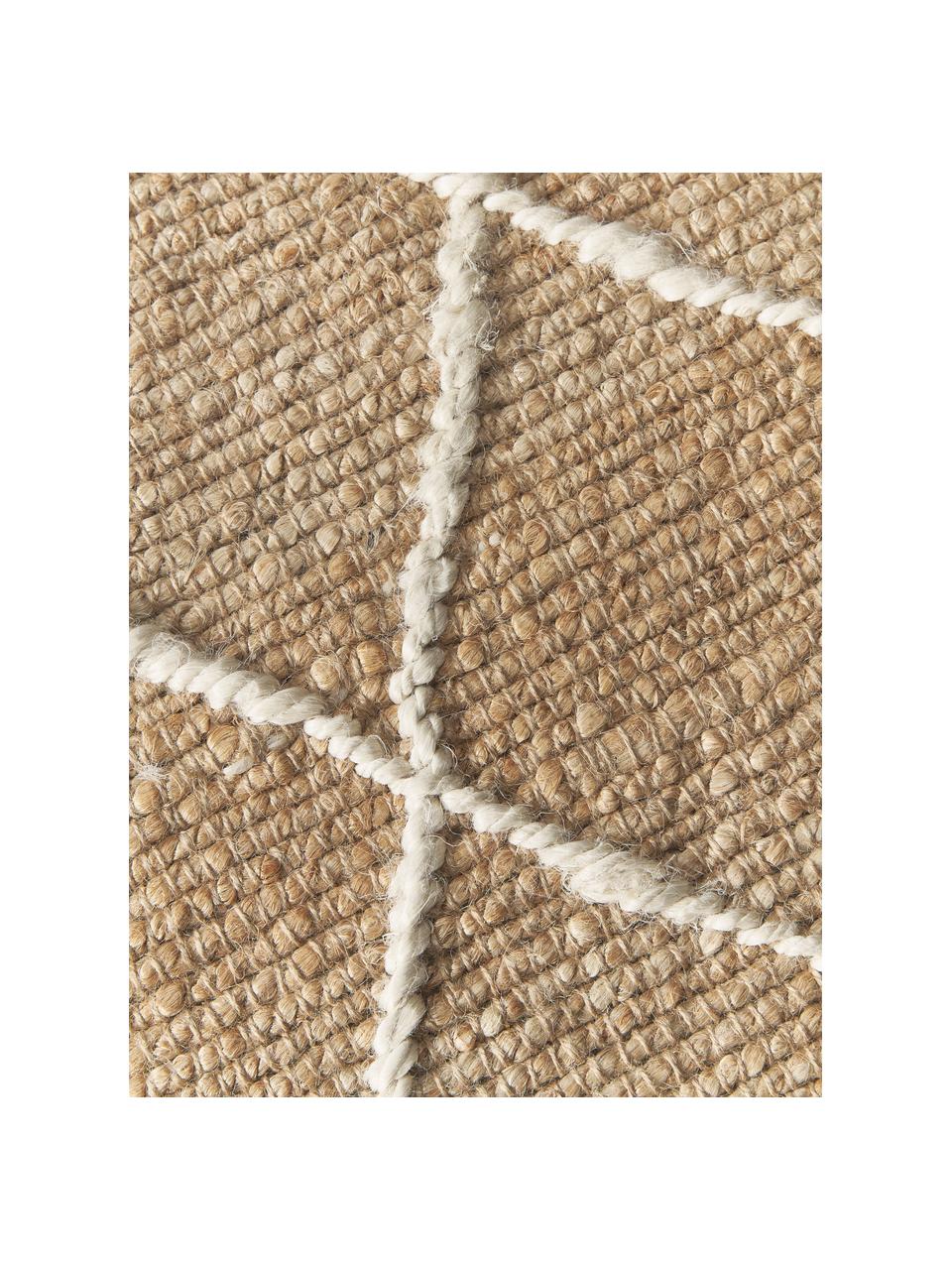 Handgefertigter Jute-Teppich Kunu, 100 % Jute, Braun, Weiss, B 80 x L 150 cm (Grösse XS)