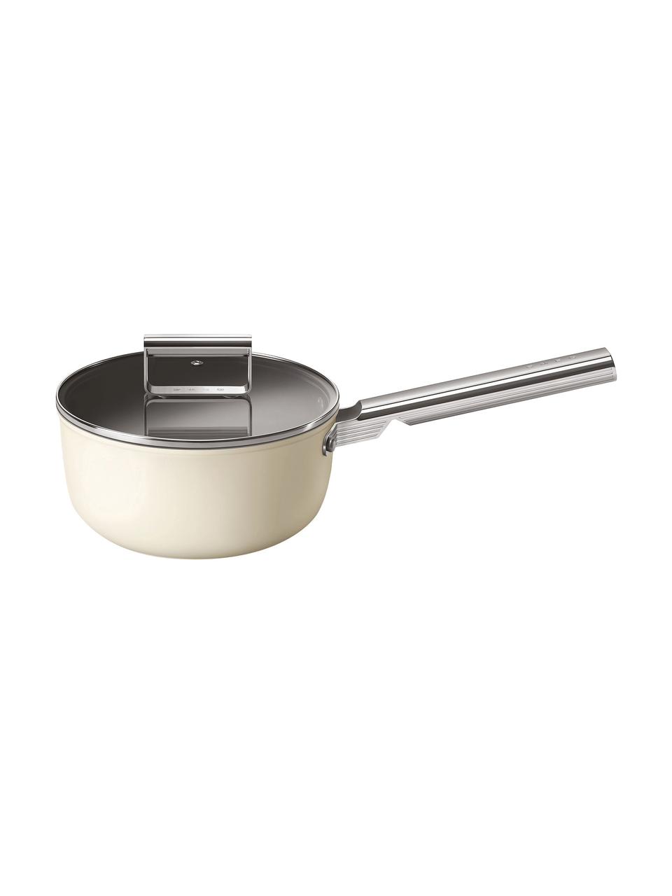 Rondel z powłoką zapobiegającą przywieraniu z pokrywką 50's Style, Korpus: aluminium kute na zimno, Złamana biel, Ø 20 cm x W 18 cm, 2,7 l