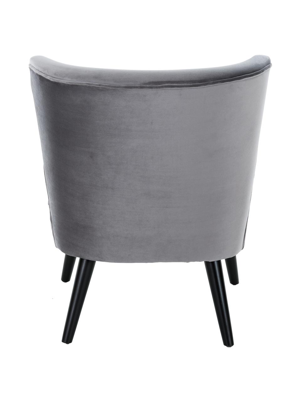 Fluwelen fauteuil Robine, Bekleding: fluweel (polyester), Poten: gelakt grenenhout, Grijs, B 63 x D 73 cm