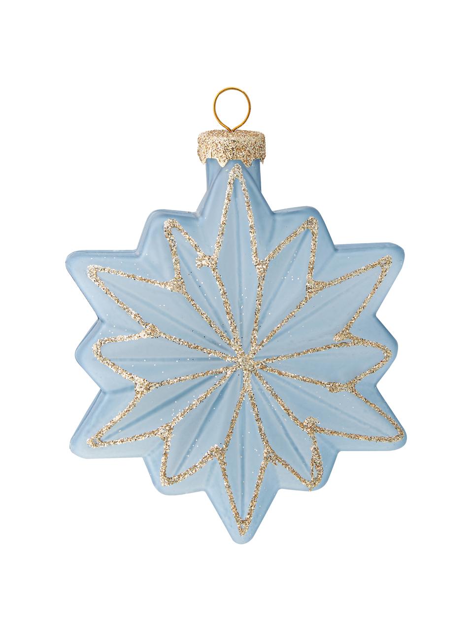 Mondgeblazen kerstboomhangersset Sky van glas, 12-delig, Glas, Blauw, donkerblauw, wit, B 11 cm x H 11 cm