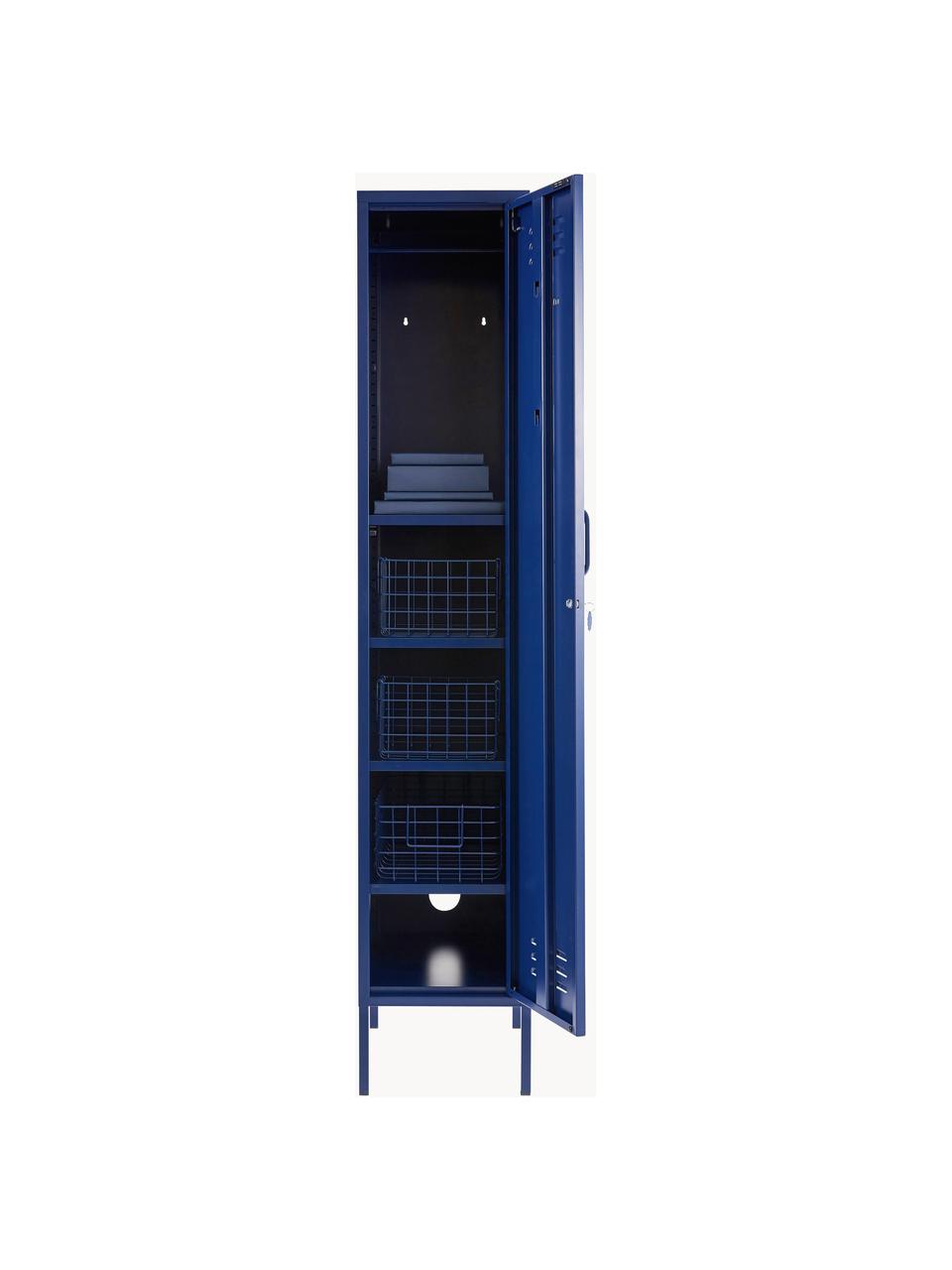 Armadietto piccolo The Skinny, Acciaio verniciato a polvere, Blu scuro, Larg. 35 x Alt. 183 cm