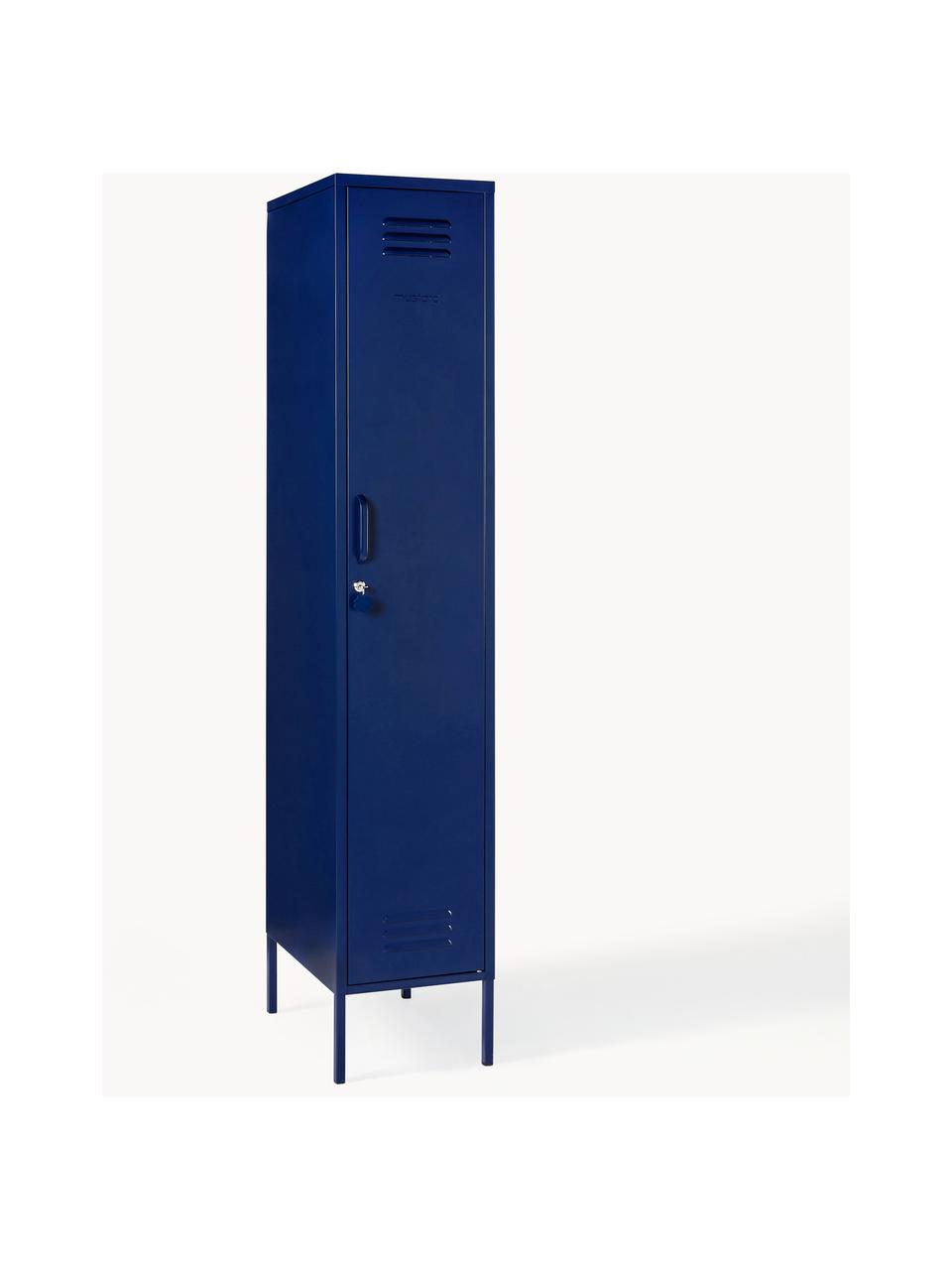 Armadietto piccolo The Skinny, Acciaio verniciato a polvere, Blu scuro, Larg. 35 x Alt. 183 cm