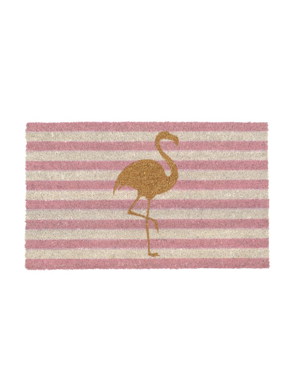 Wycieraczka Twinkling Flamingo, Blady różowy, odcienie złotego, D 75 x S 45 cm