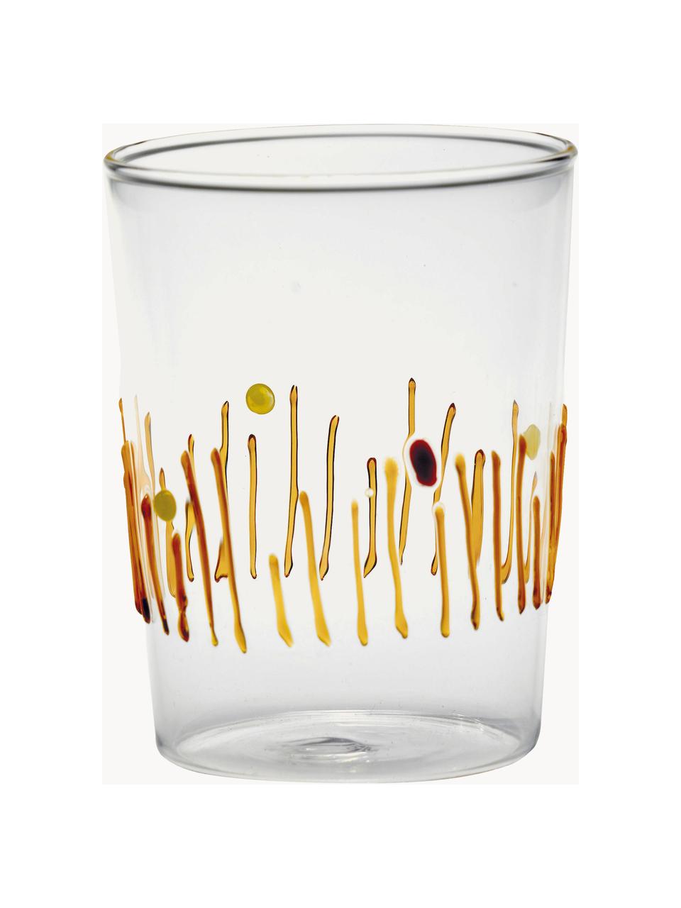 Set 4 bicchieri acqua fatti a mano Quattro, Vetro borosilicato, Trasparente, multicolore, Ø 8 x Alt. 11 cm, 400 ml