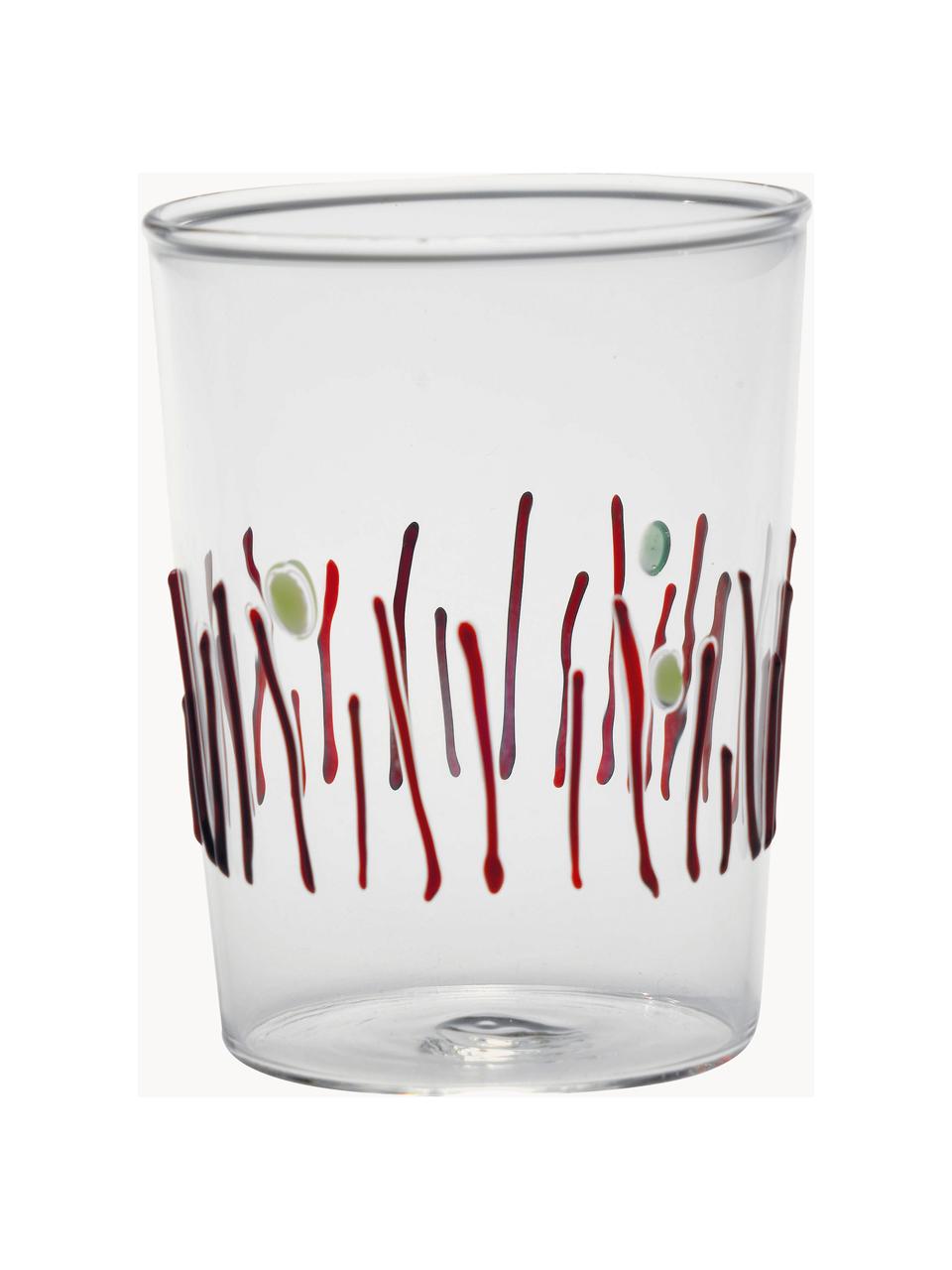 Vasos artesanales Quattro, 4 uds., Vidrio de borosilicato, Transparente, multicolor, Ø 8 x Al 11 cm, 400 ml