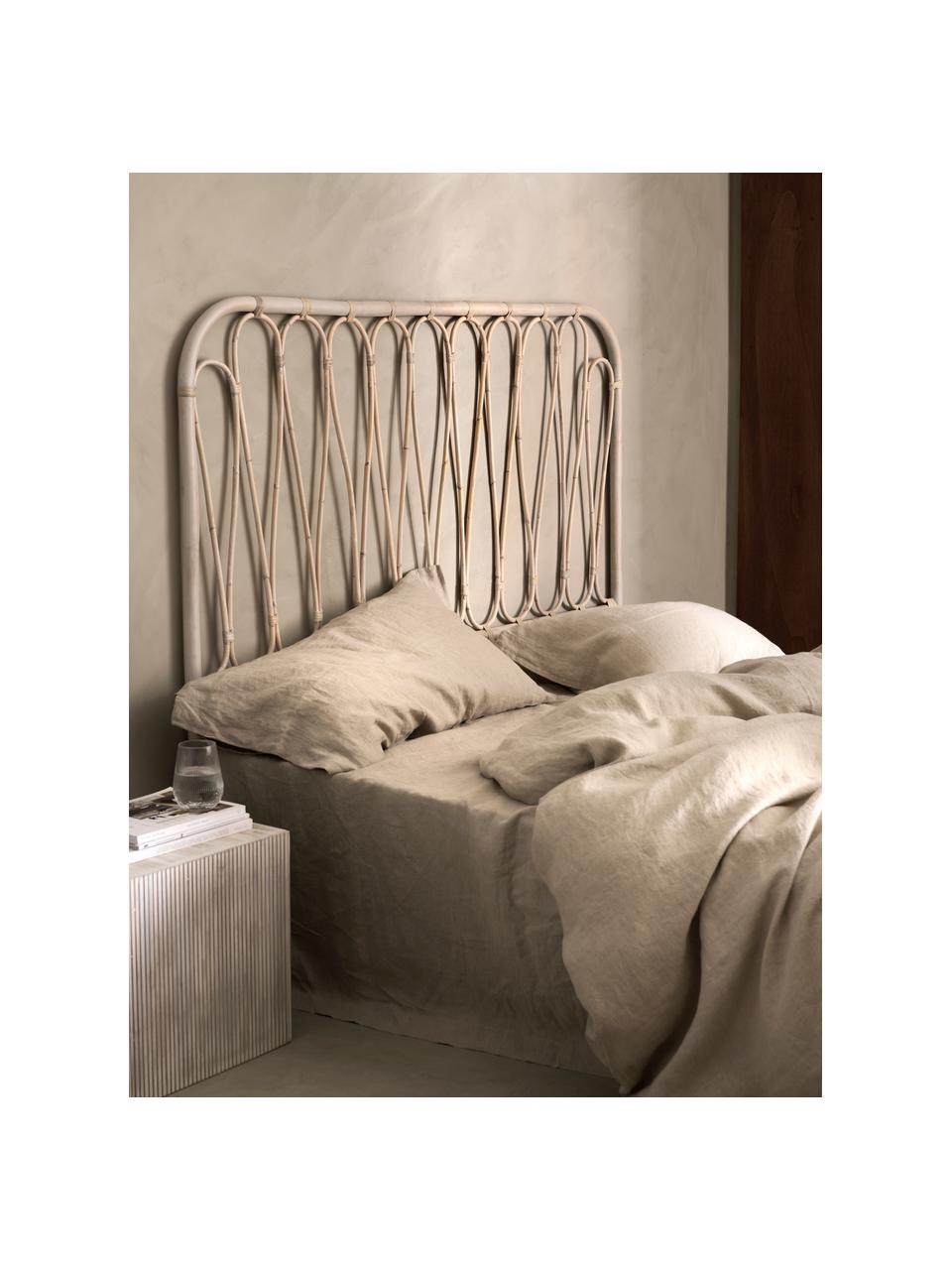 Zagłówek do łóżka z rattanu Fammy, Rattan, Kremowobiały, S 160 x W 138 cm