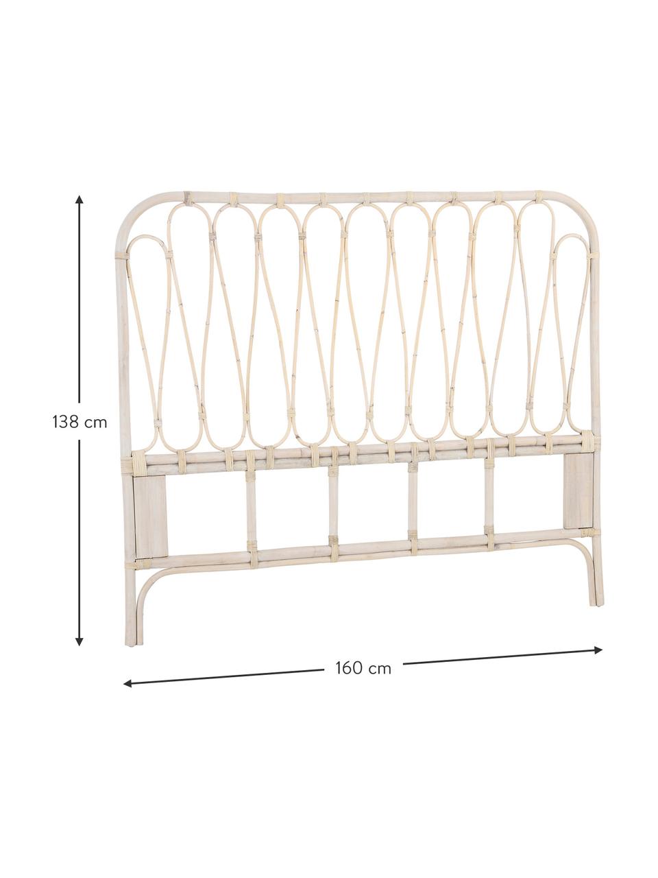 Tête de lit rotin blanc cassé Fammy, Rotin, Blanc crème, larg. 160 x haut. 138 cm