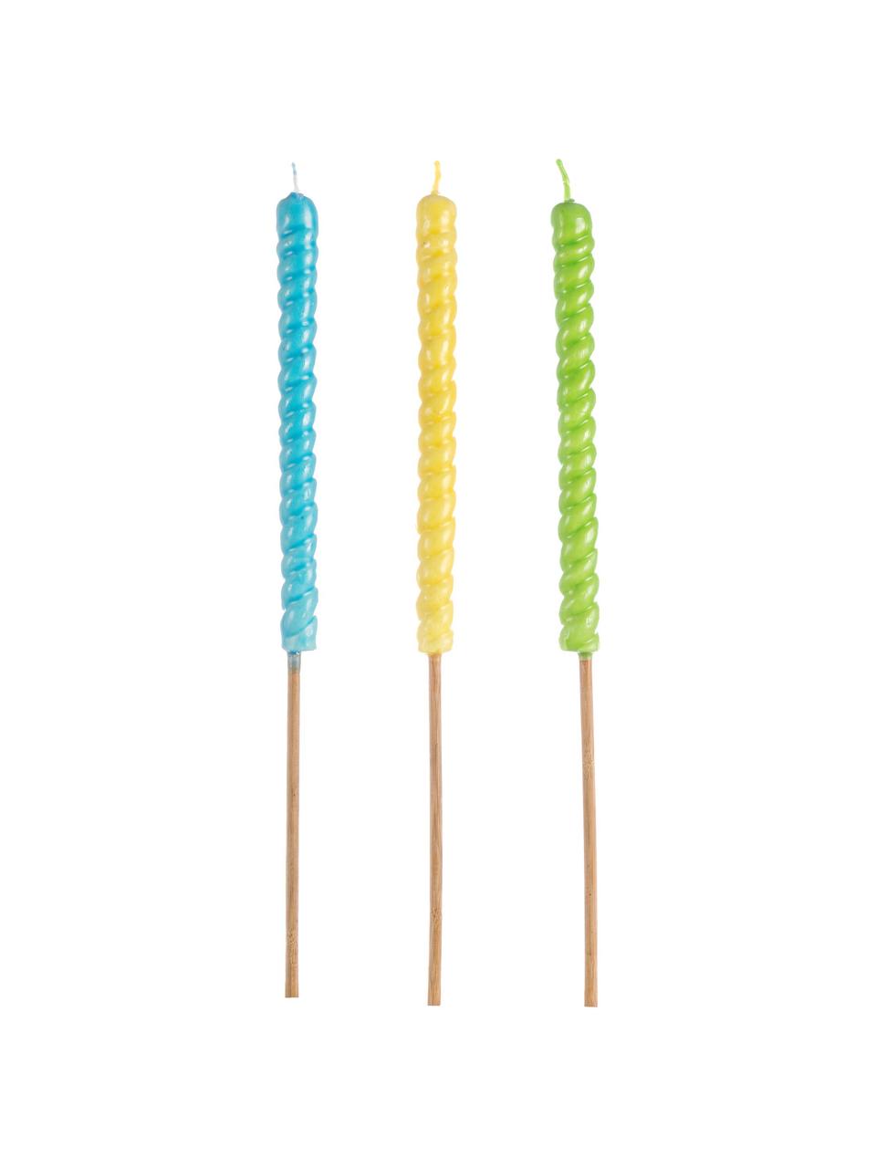 Set velas grandes Citronella, 3 pzas., Azul, amarillo, verde, L 50 cm