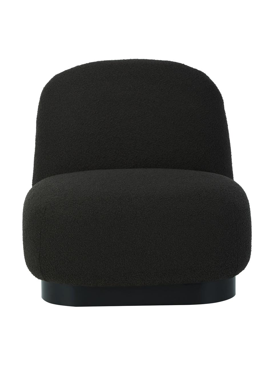 Fauteuil cocktail en tissu bouclé Elsie, Tissu bouclé noir, noir, larg. 77 x prof. 84 cm