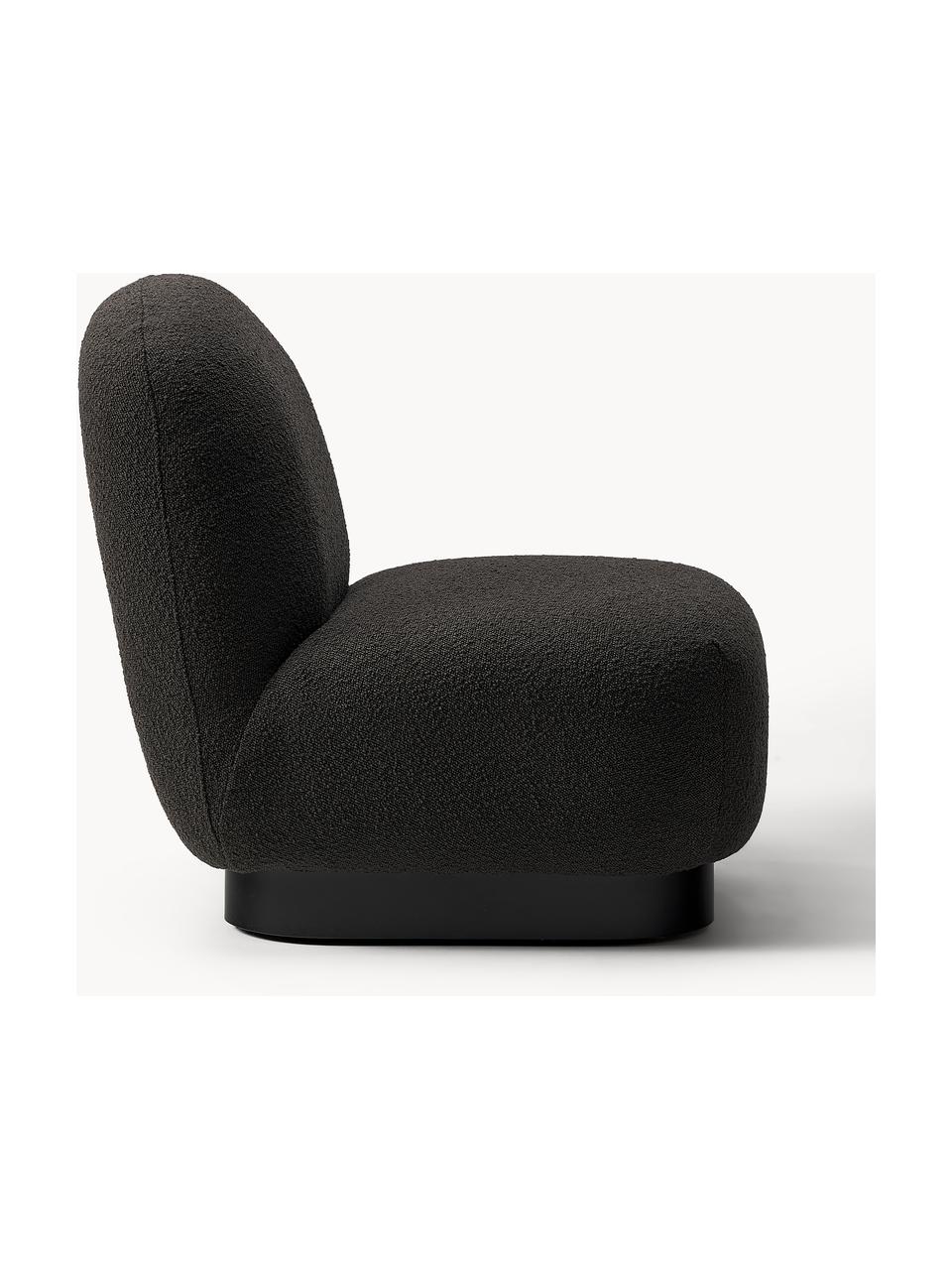 Bouclé cocktailfauteuil Elsie, Bekleding: bouclé (polyester) Met 10, Frame: multiplex, Poot: gecoat metaal, Bouclé zwart, zwart, B 77 x H 84 cm