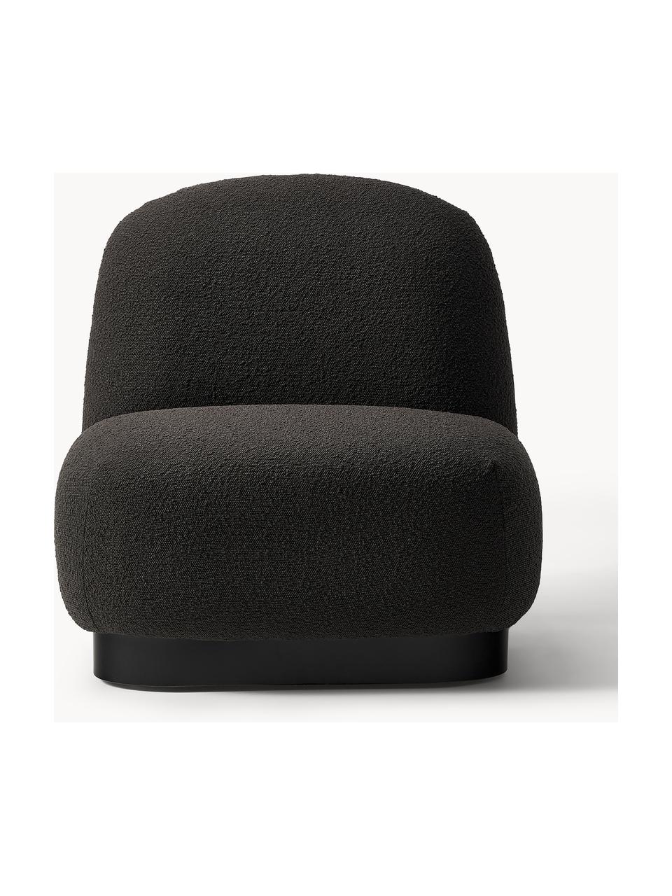 Sillón cóctel en tejido blouclé Elsie, Tapizado: tejido bouclé (poliéster), Estructura: madera contrachapada, Bouclé negro, negro, An 77 x F 84 cm