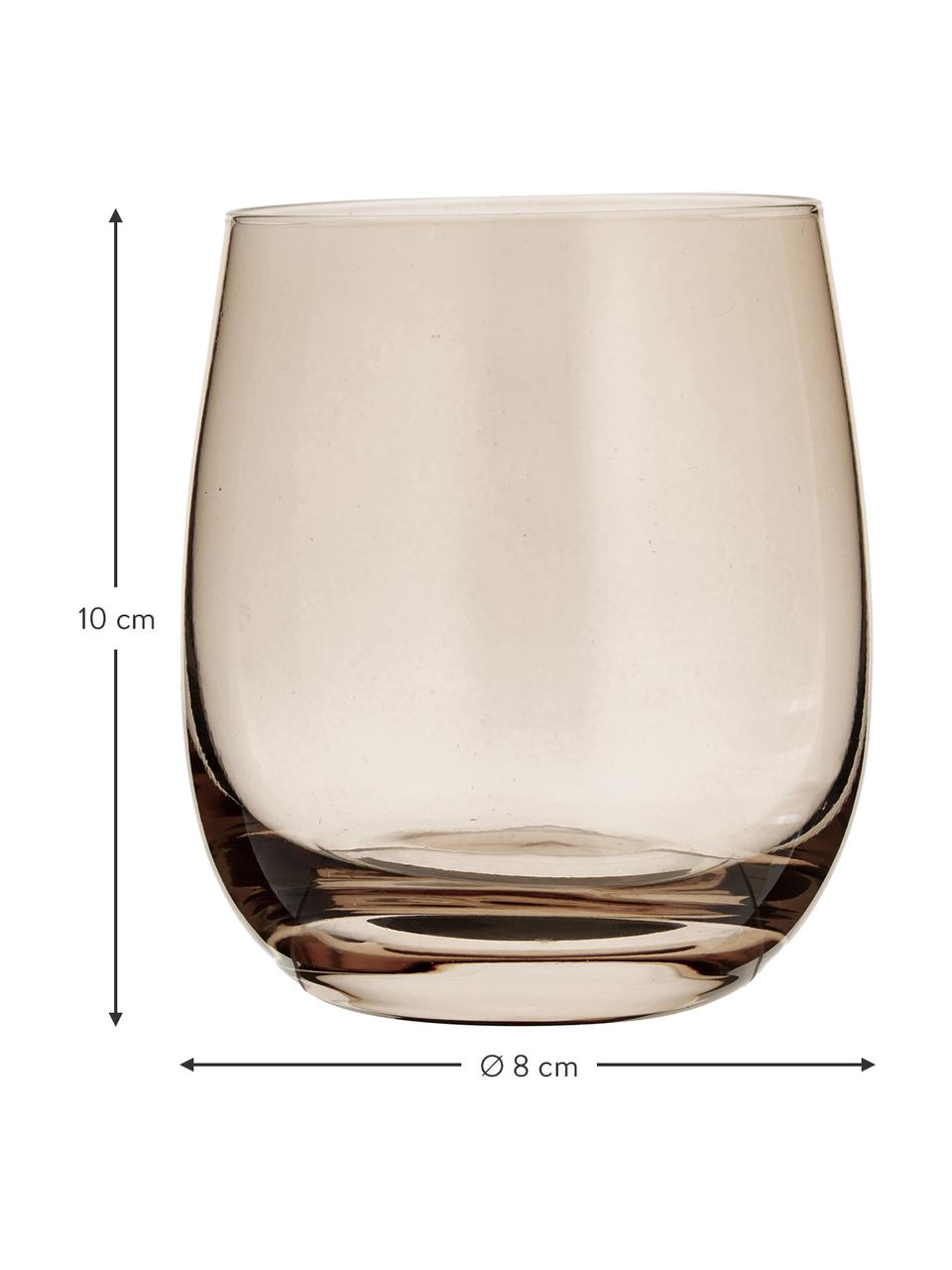 Verres à eau bruns qualité supérieure Sora, 6 pièces, Verre, Brun clair, Ø 8 x haut. 10 cm