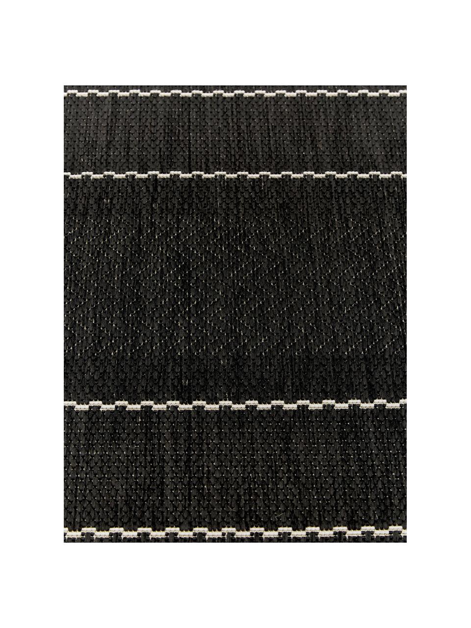 Tapis d'extérieur noir Sunshine, 100 % polypropylène, Noir, crème, larg. 80 x long. 200 cm