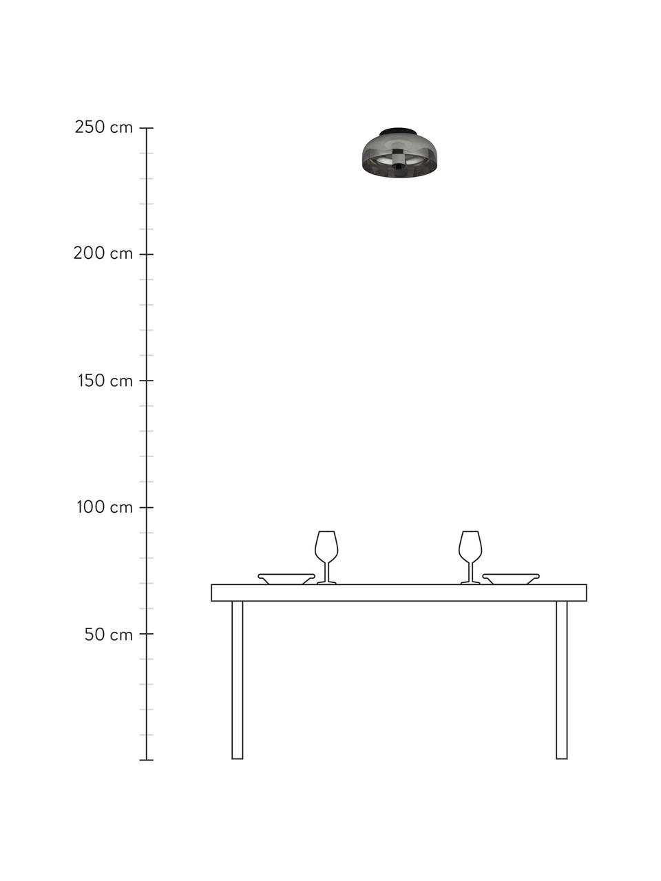 Kleine Dimmbare LED-Deckenleuchte Frisbee, Lampenschirm: Glas, Baldachin: Metall, beschichtet, Grau, transparent, Ø 30 x H 16 cm
