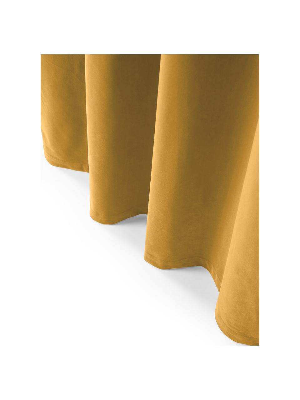 Cortinas opacas de terciopelo con ojales Rush, 2 uds., 100% poliéster (reciclado), Mostaza, An 135 x L 260 cm
