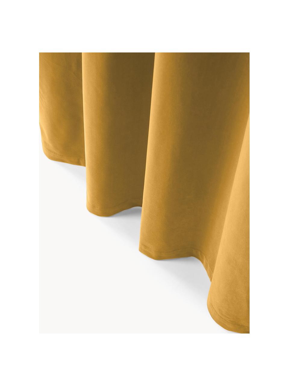 Abdunkelnder Samt-Vorhang Rush mit Ösen, 2 Stück, 100 % Polyester (recycled), GRS-zertifiziert, Senfgelb, B 135 x L 260 cm