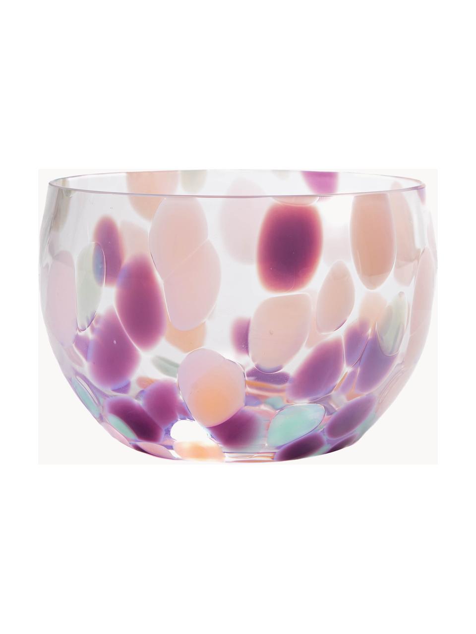Handgemaakte dipschalen Tapas, 4 stuks, Glas, Lila, abrikooskleurig, mintgroen, transparant, Ø 11 x H 7 cm