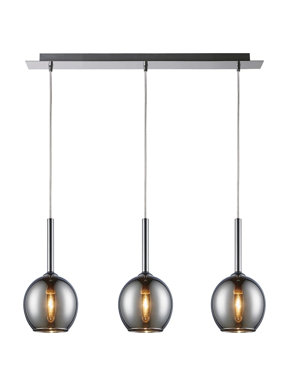 Suspension industrielle 3 lampes Monic, Chrome