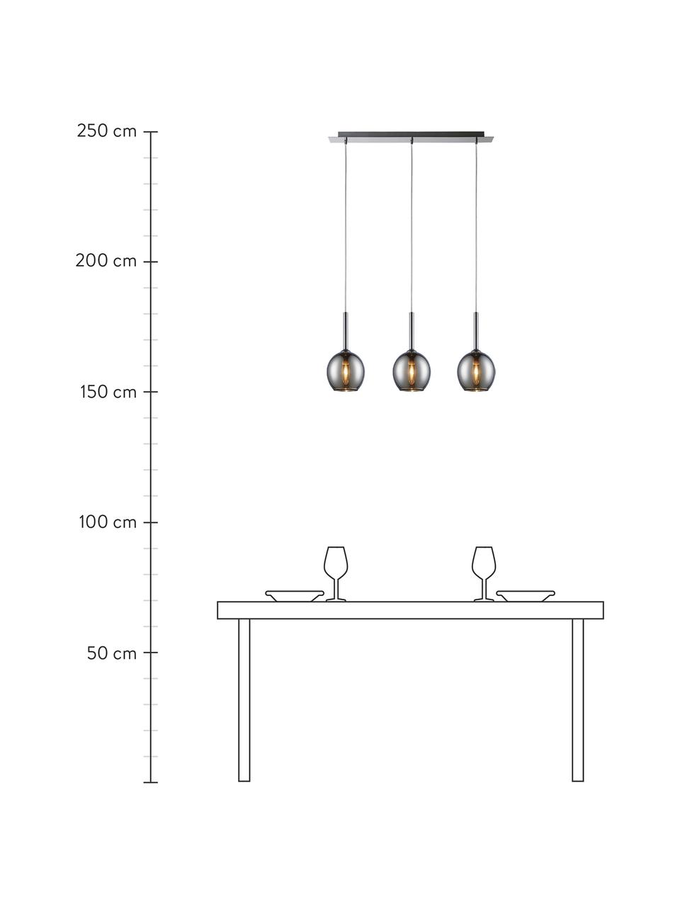 Hanglamp Monic van glas, Lampenkap: verchroomd glas, Baldakijn: verchroomd metaal, Frame: verchroomd metaal, Chroomkleurig, 65 x 15 cm