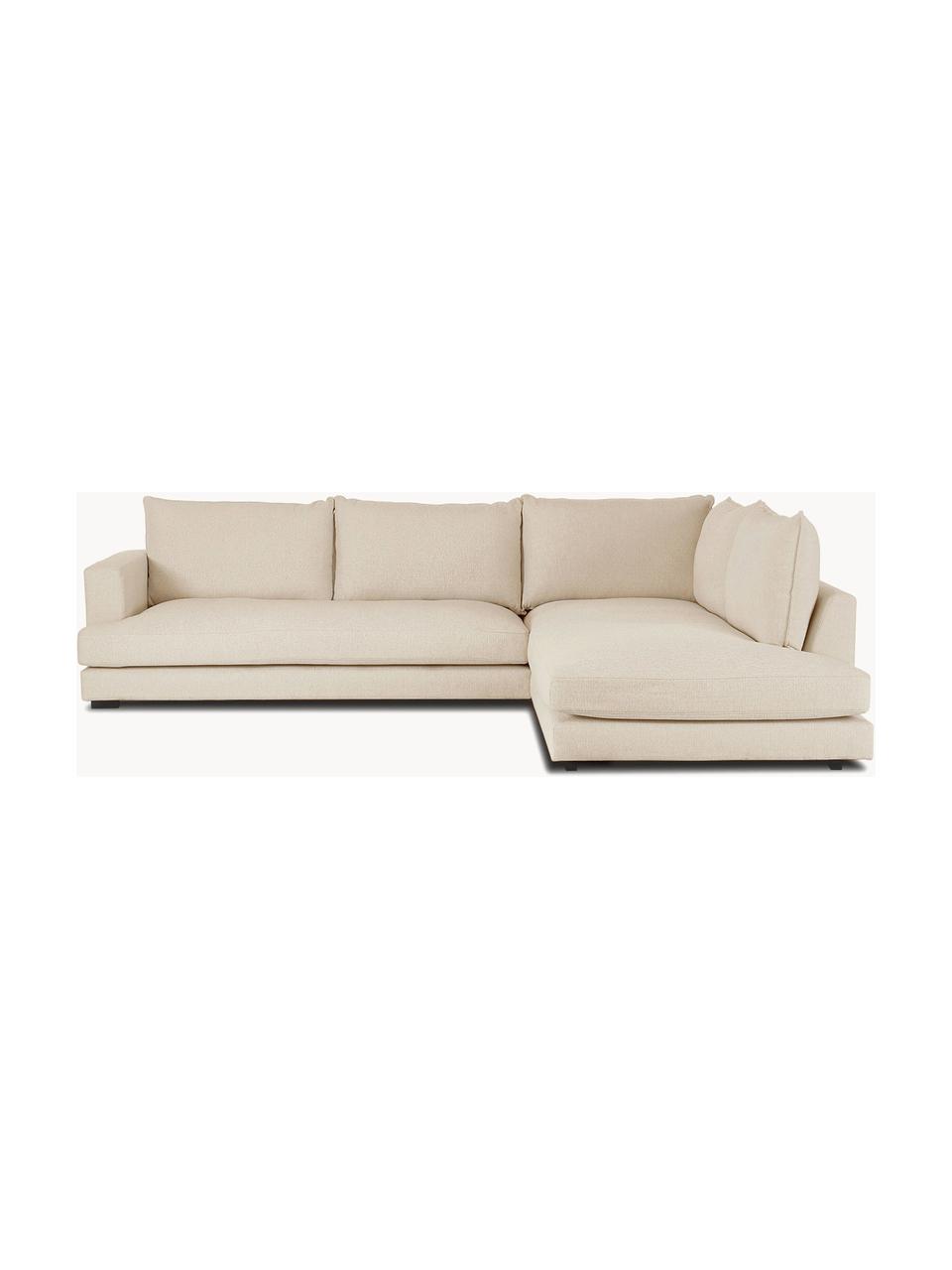 Hoekbank Tribeca, Bekleding: polyester De hoogwaardige, Frame: massief grenenhout, Poten: massief gelakt beukenhout, Geweven stof lichtbeige, B 274 x D 192 cm, hoekdeel rechts