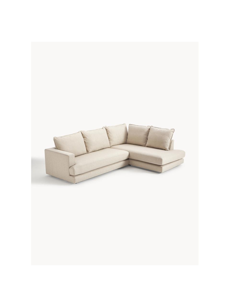 Sofa narożna Tribeca, Tapicerka: 100% poliester Dzięki tka, Stelaż: lite drewno sosnowe z cer, Nogi: lite drewno sosnowe z cer, Beżowa tkanina, S 274 x G 192 cm, prawostronna