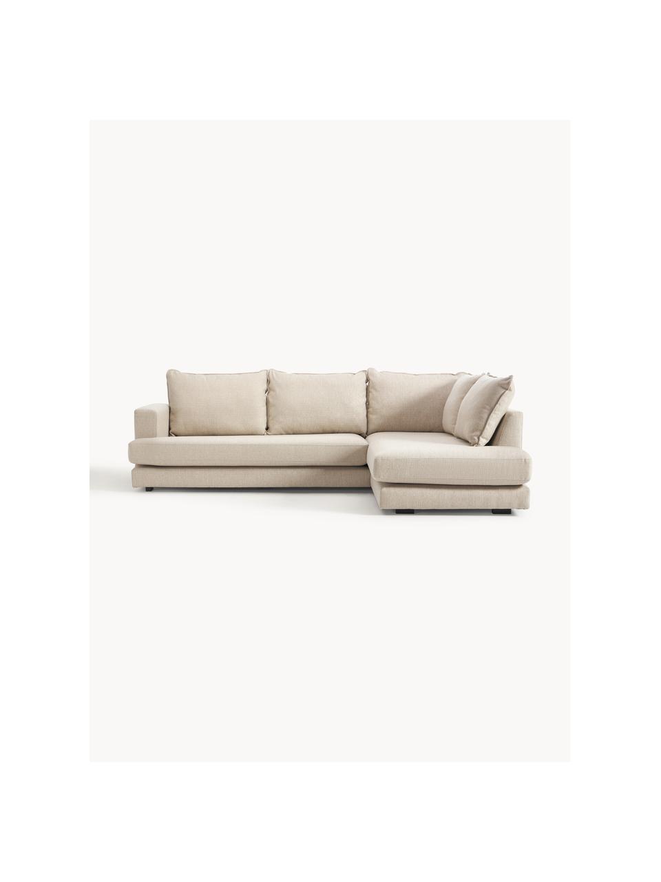 Sofa narożna Tribeca, Tapicerka: 100% poliester Dzięki tka, Stelaż: lite drewno sosnowe z cer, Nogi: lite drewno sosnowe z cer, Beżowa tkanina, S 274 x G 192 cm, prawostronna