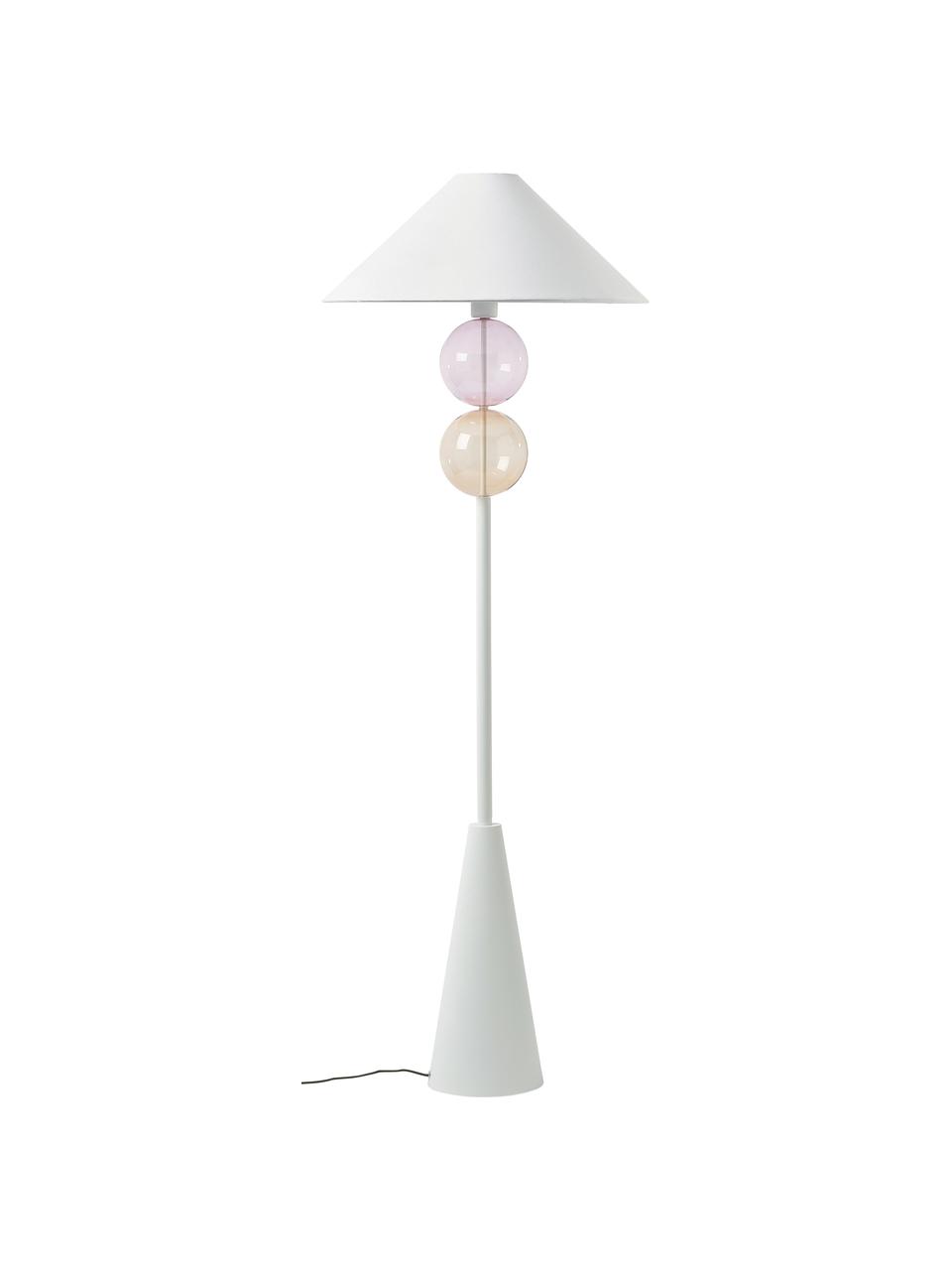Lampa podłogowa Aglaia, Biały, odcienie bursztynowego, blady różowy, Ø 55 x W 155 cm