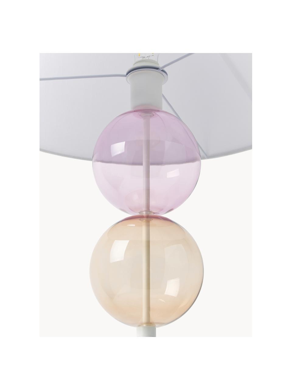 Vloerlamp Aglaia met glazen bollen, Lampenkap: linnen (100% polyester), Wit, lichtbruin, roze, H 155cm