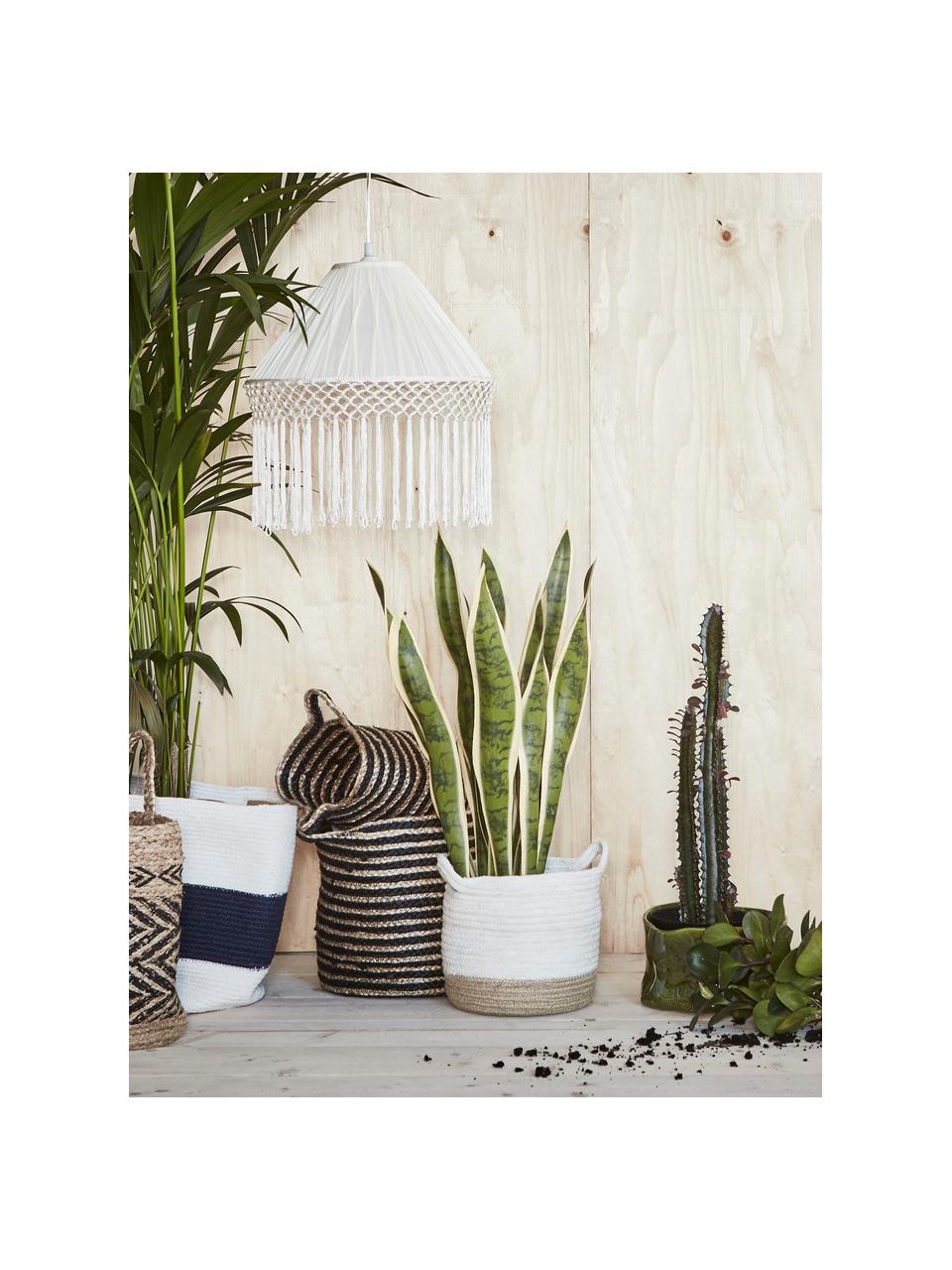 Set 2 cestini portaoggetti Salle, 60% cotone, 40% juta, Bianco, Beige, Set in varie misure