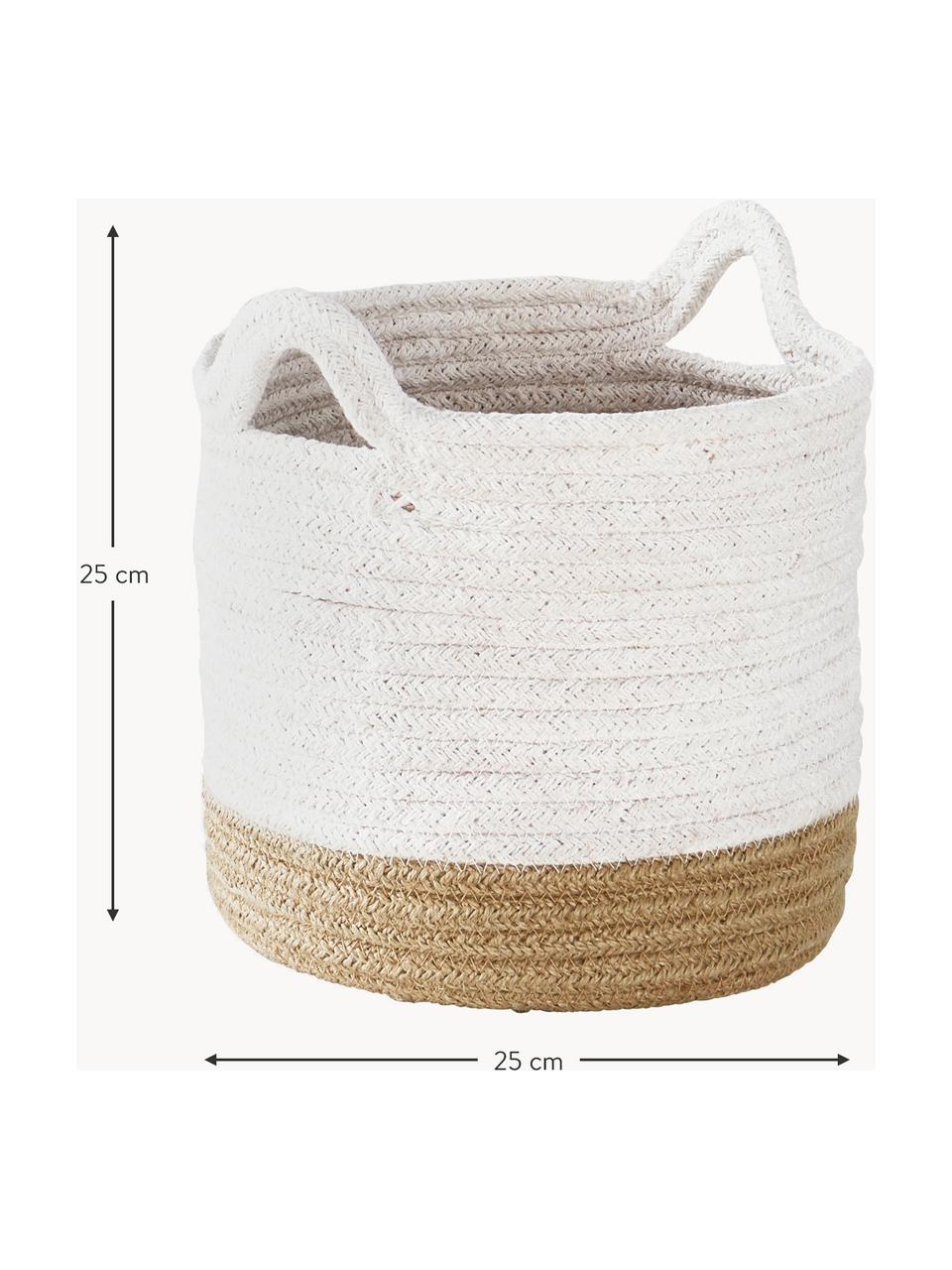 Panier de rangement Salle, 2 élém., 60 % coton, 40 % jute, Blanc, beige, Lot de différentes tailles