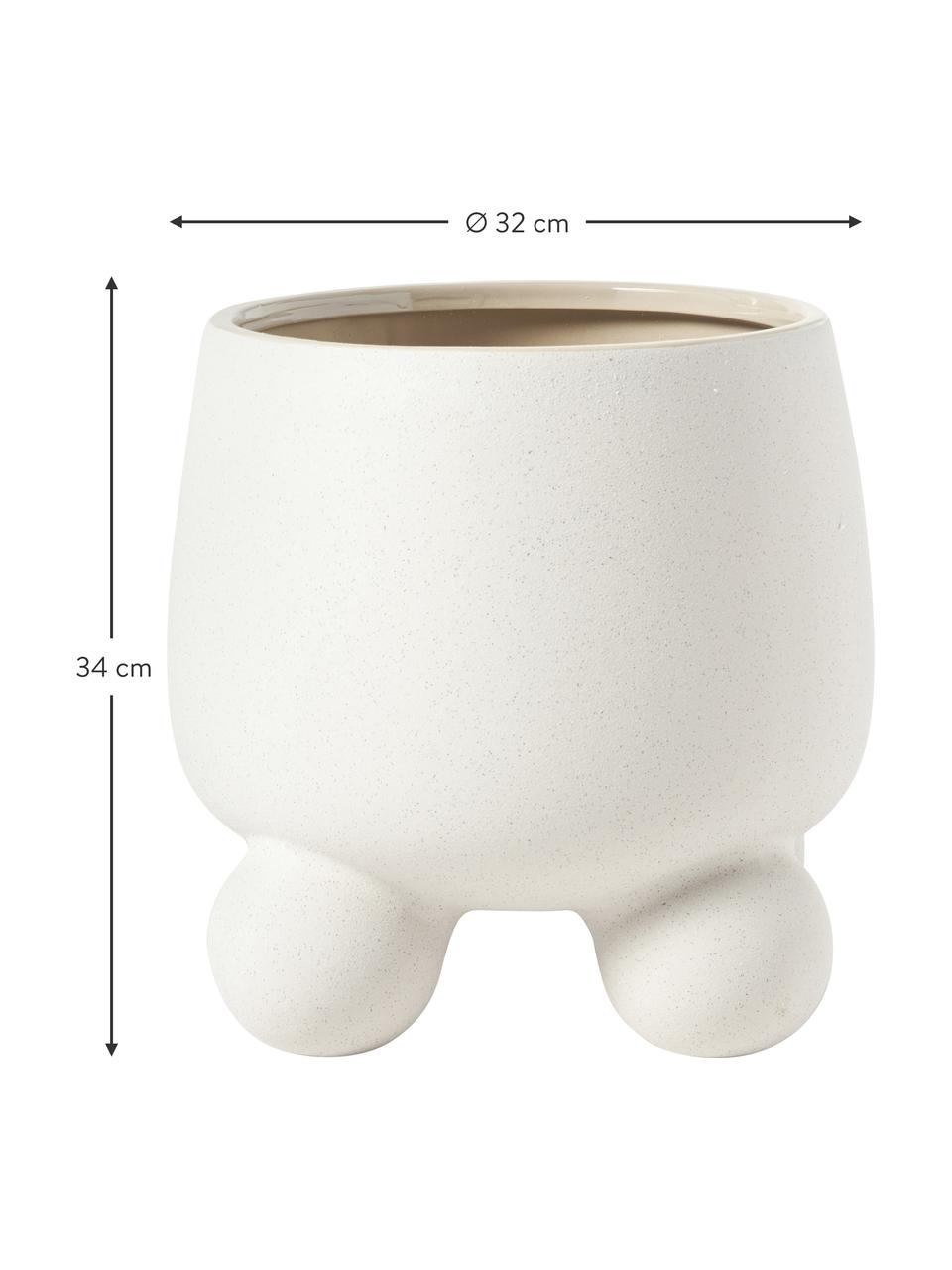 Grand cache-pot Olea, Grès cérame, Blanc crème, Ø 32 x haut. 34 cm