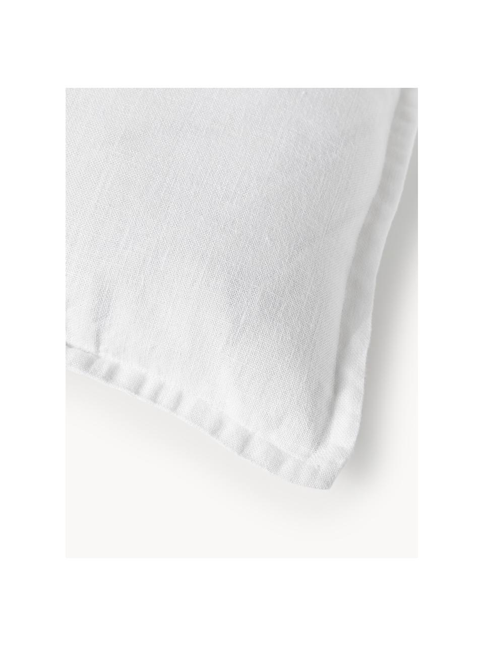 Leinen-Kissenhülle Lanya in Cremeweiss, 100% Leinen, Weiss, B 40 x L 40 cm