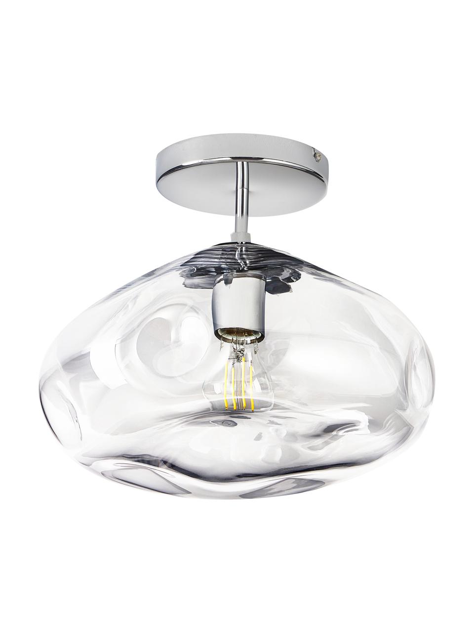 Lampada da soffitto Amora, Paralume: vetro, Baldacchino: metallo spazzolato, Trasparente, cromato, Ø 35 x Alt. 28 cm