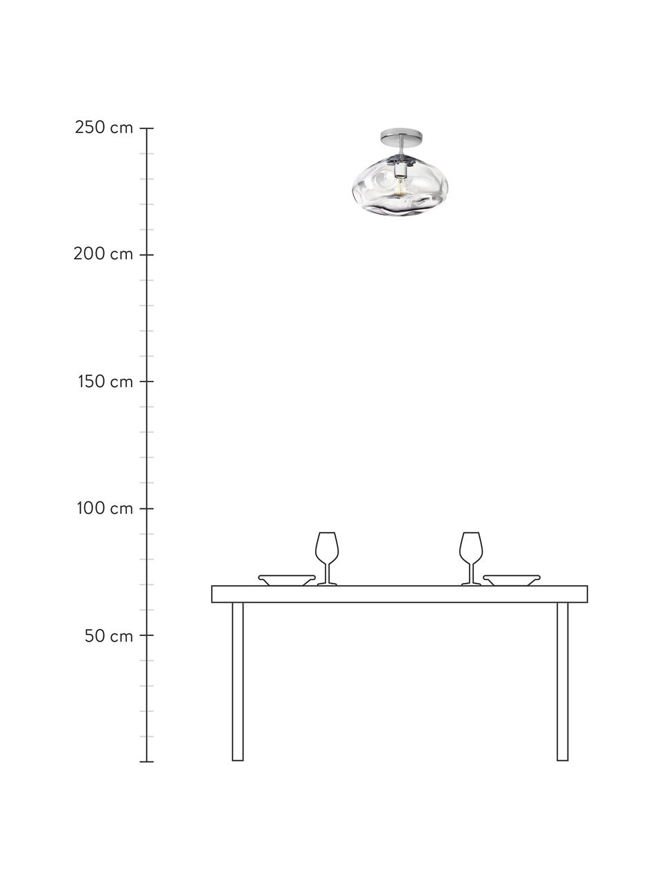 Lampada da soffitto Amora, Paralume: vetro, Baldacchino: metallo spazzolato, Trasparente, cromato, Ø 35 x Alt. 28 cm