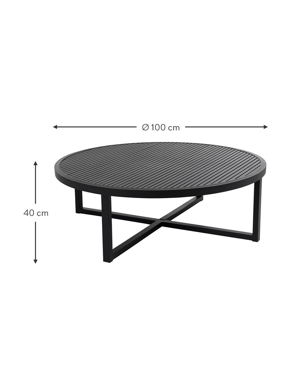 Garten-Couchtisch Vevi in Schwarz, Aluminium, pulverbeschichtet, Schwarz, Ø 100 x H 40 cm