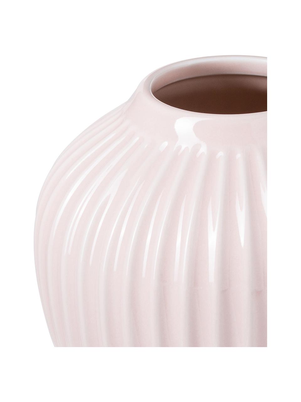 Kleine handgefertigte Design-Vase Hammershøi in Rosa, Porzellan, Rosa, Ø 14 x H 13 cm