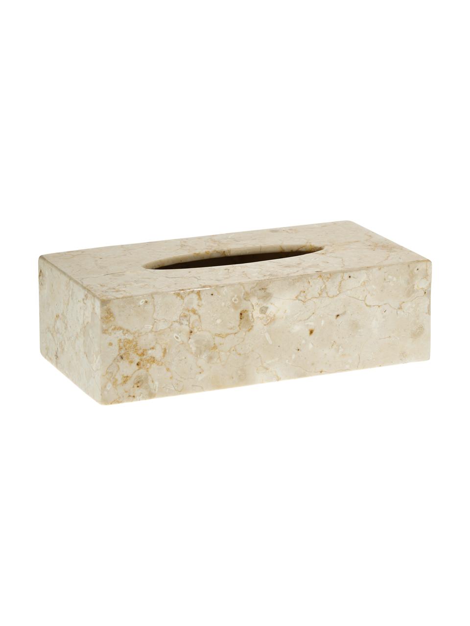 Marmeren tissuebox Luxor, Marmer, Beige, B 26 x H 8 cm