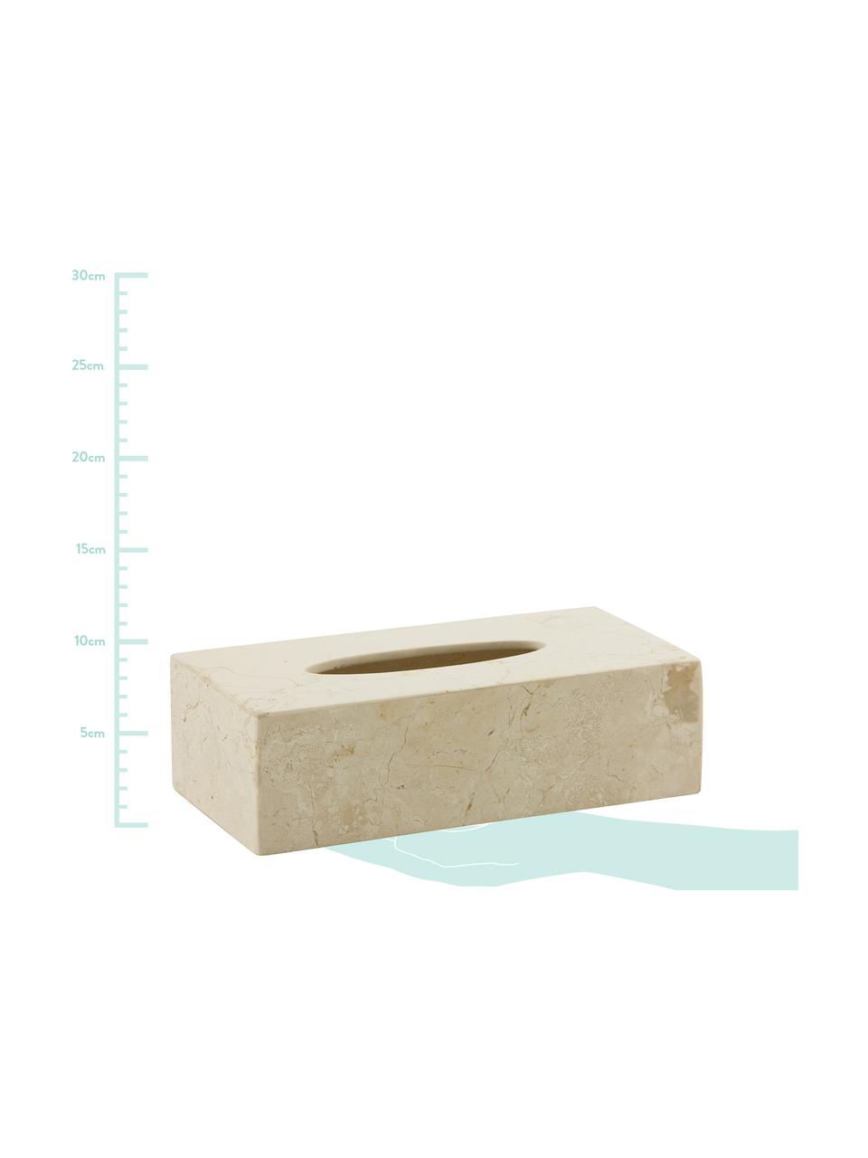 Marmeren tissuebox Luxor, Marmer, Beige, B 26 x H 8 cm
